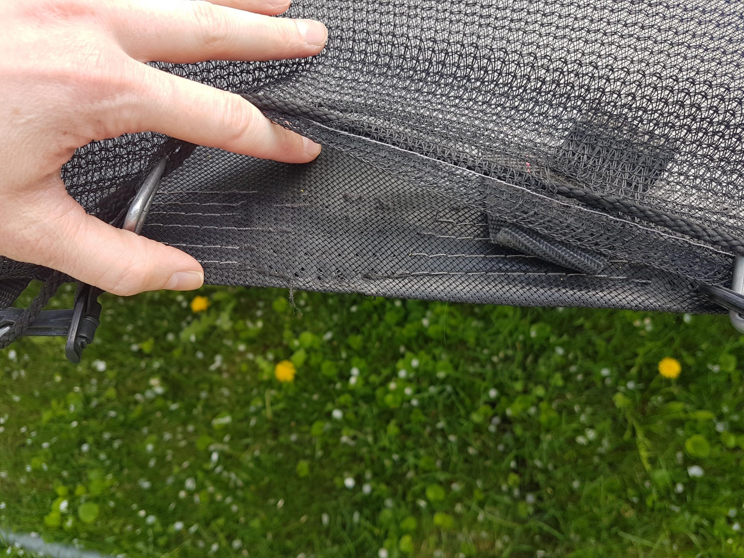 Stitching on trampoline is coming out. Any advice on how to fix it?