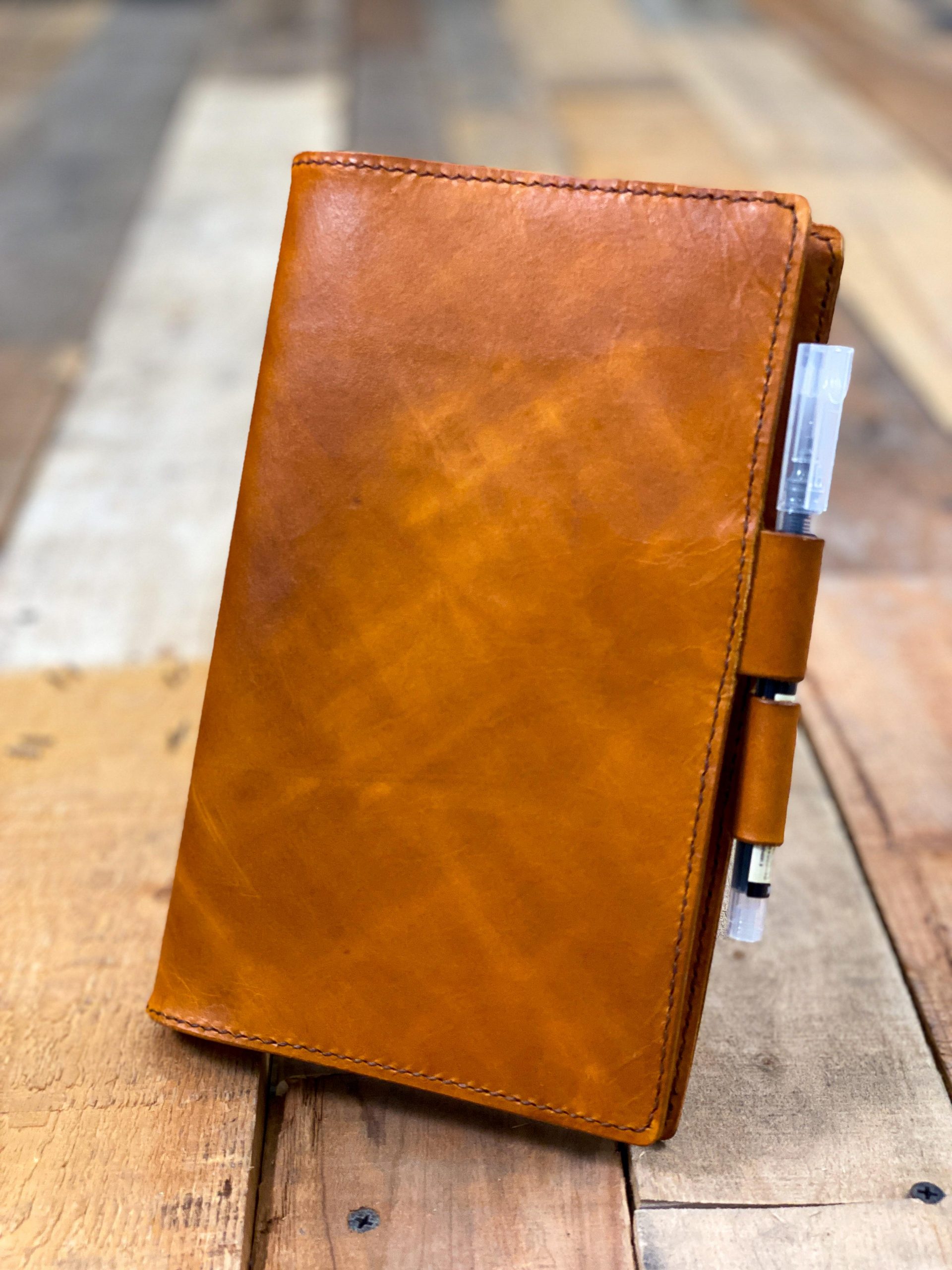 Handcrafted Leather Notebook Cover w/ Large Moleskin Notebook & Fine
