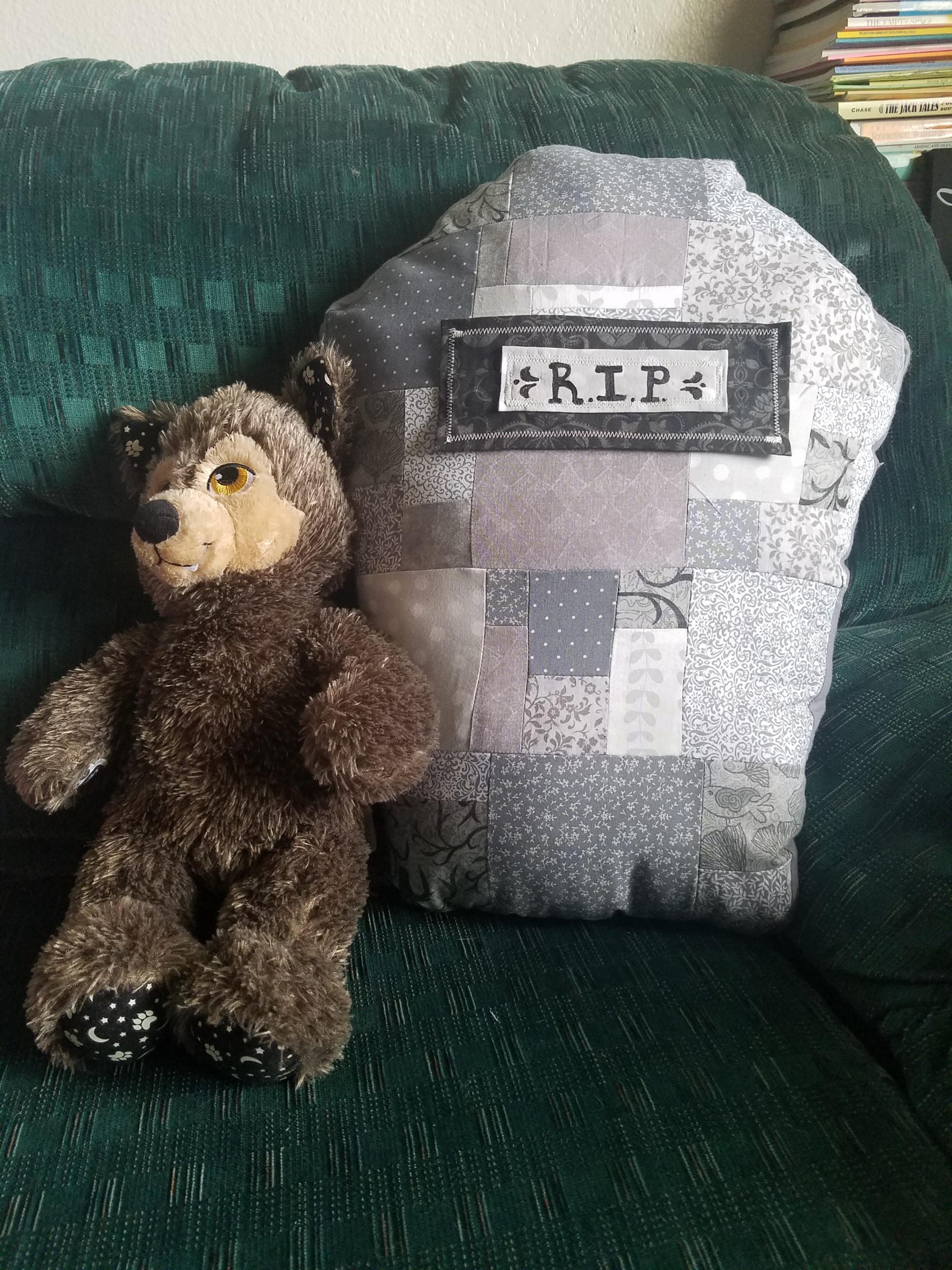 2r0agxknadm51 scaled - My newest creation: tombstone patchwork pillow :) and my adorable stuffie Werewoofle (I did not make him lol) - hobbies, crafts