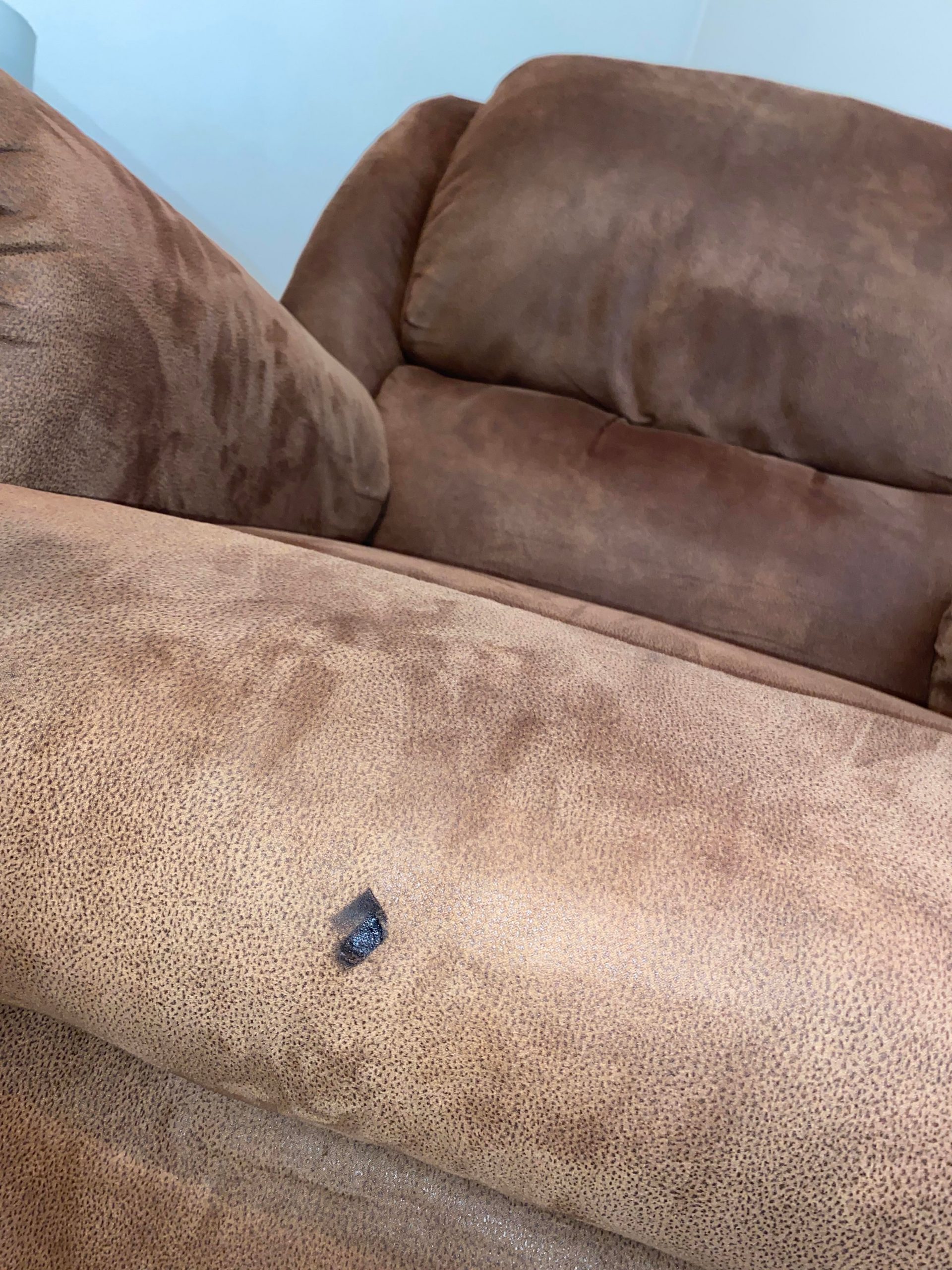 Anyone know how to hide/coverup this burn mark on my recliner?