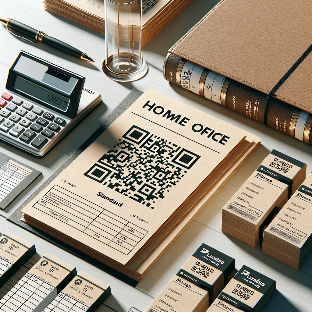 Home Office Ledger and Mileage Log Beside Branded Business Cards and a QR Code Landing Page Home office ledger and mileage log beside branded business cards and a QR code landing page.
