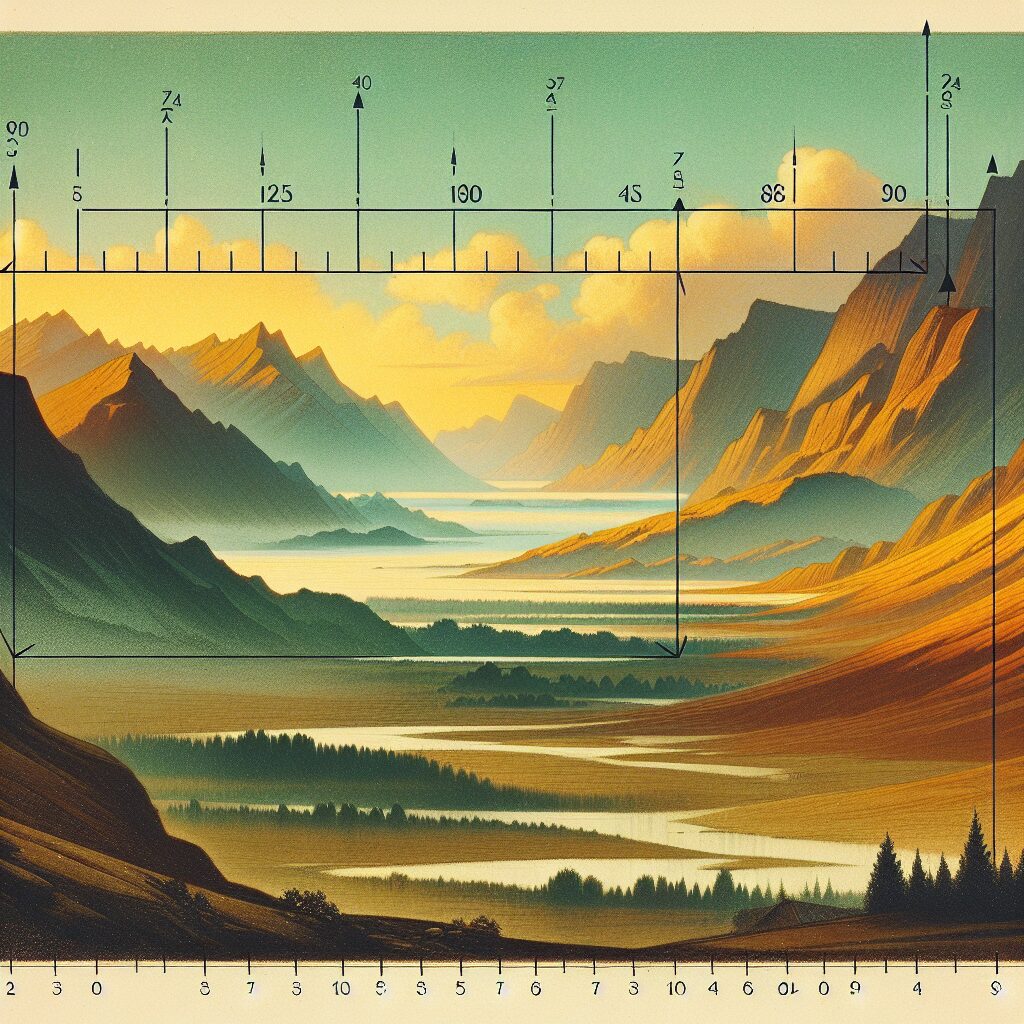 Landscape view featuring distinct foreground elements positioned to establish scale and depth relative to the background.