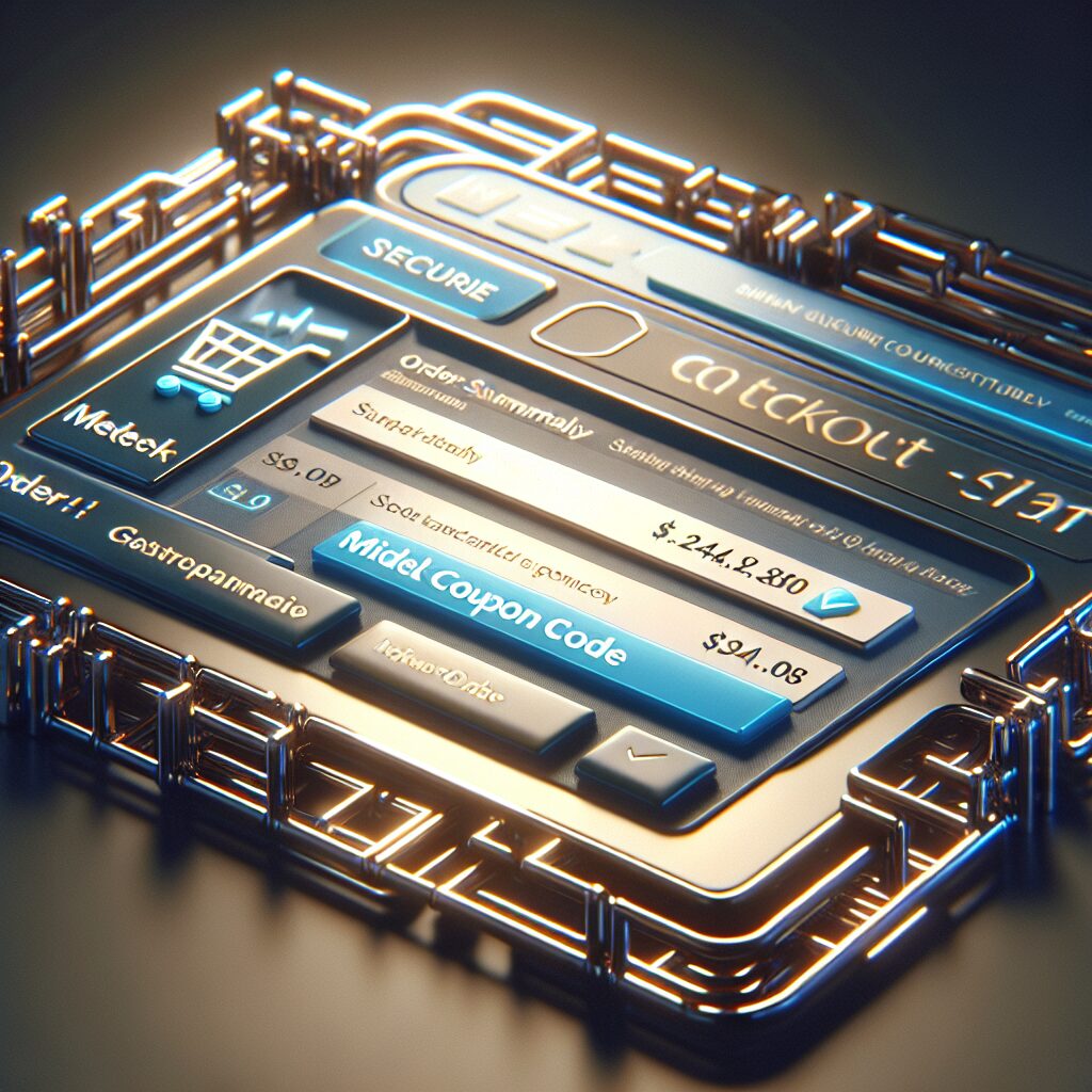 Secure HTTPS shopping cart checkout screen displaying a midweek coupon code field and order summary