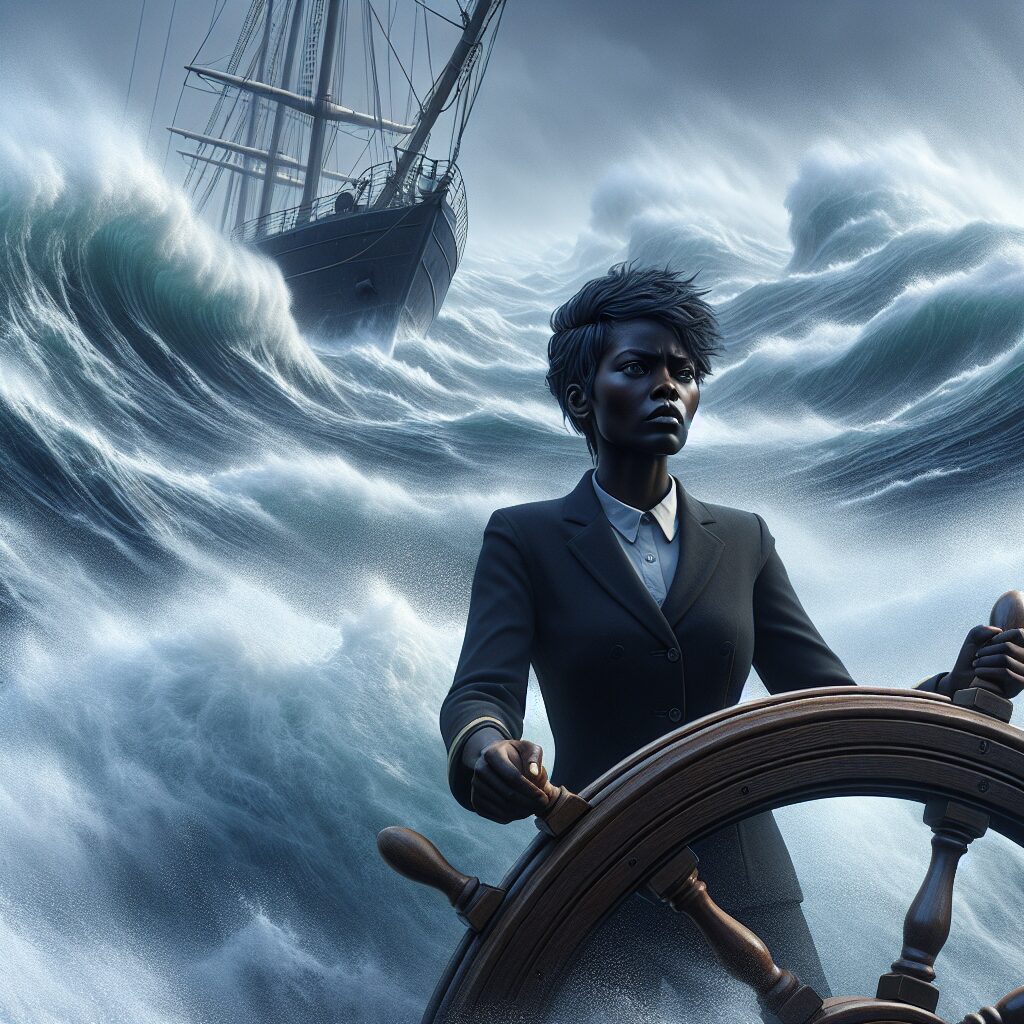 Leader: A ship captain steering a vessel through turbulent waters