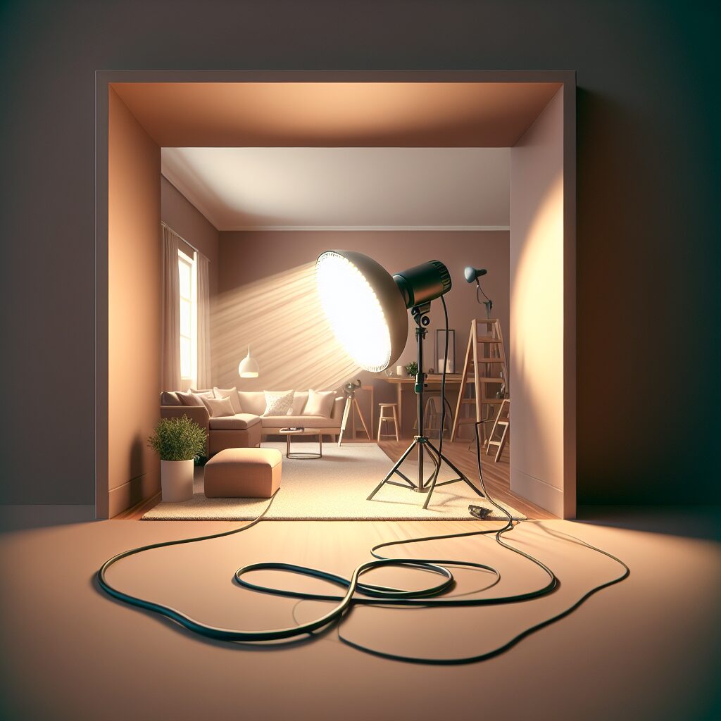 Speedlight flash bouncing off a neutral ceiling to create soft, natural indoor portrait lighting.