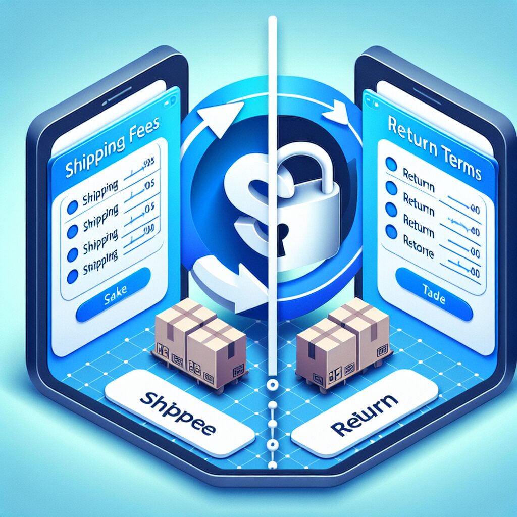 Split-screen checkout comparison showing shipping fees, return terms, and an HTTPS padlock icon indicating a secure connection