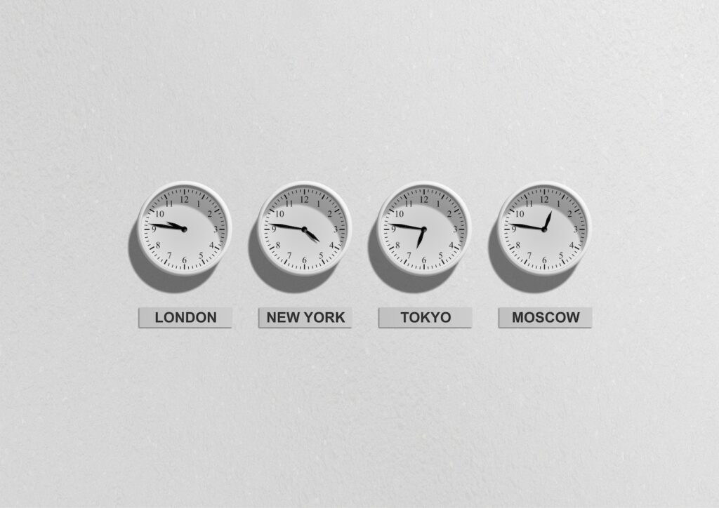 London New York Tokyo and Moscow Clocks - remote hiring