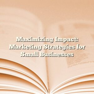 Maximizing Impact: Marketing Strategies for Small Businesses