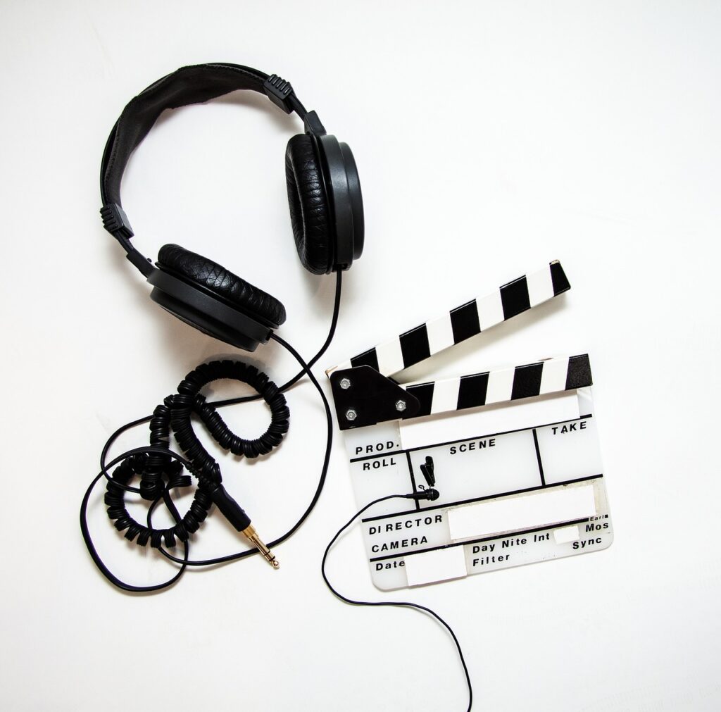 headphones, clapper, clapperboard, YouTube for Small Business