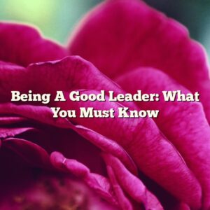 Being A Good Leader: What You Must Know