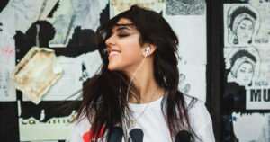 woman listening to music
