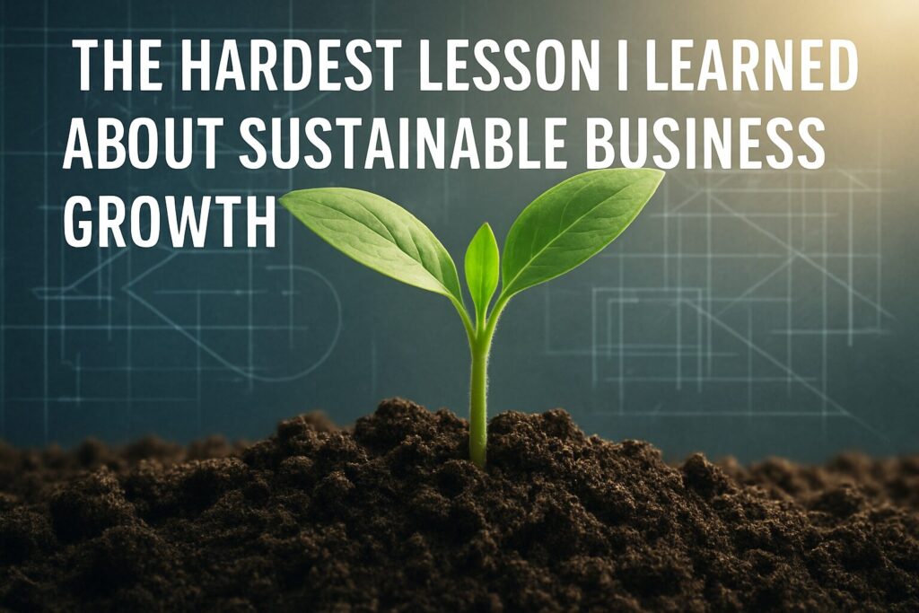 a plant growing out of dirt with a title about sustainable business growth