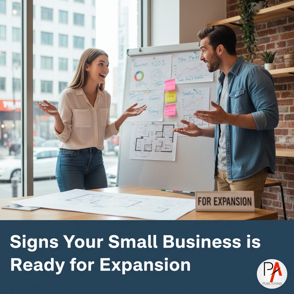 small business expansion - when to expand a small business - 2 people excited about expansion