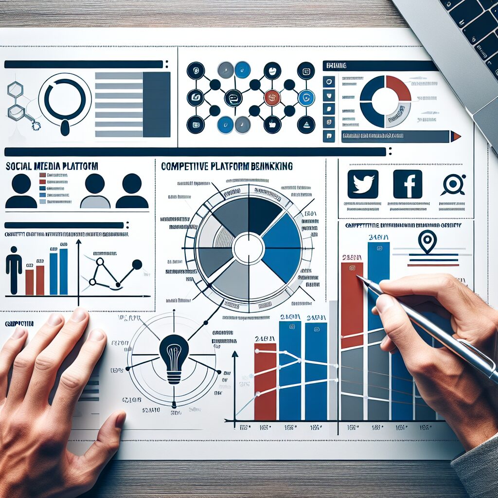 Competitive Platform Benchmarking in Social Media Strategy Competitive platform benchmarking chart outlining a social media marketing strategy across key channels.