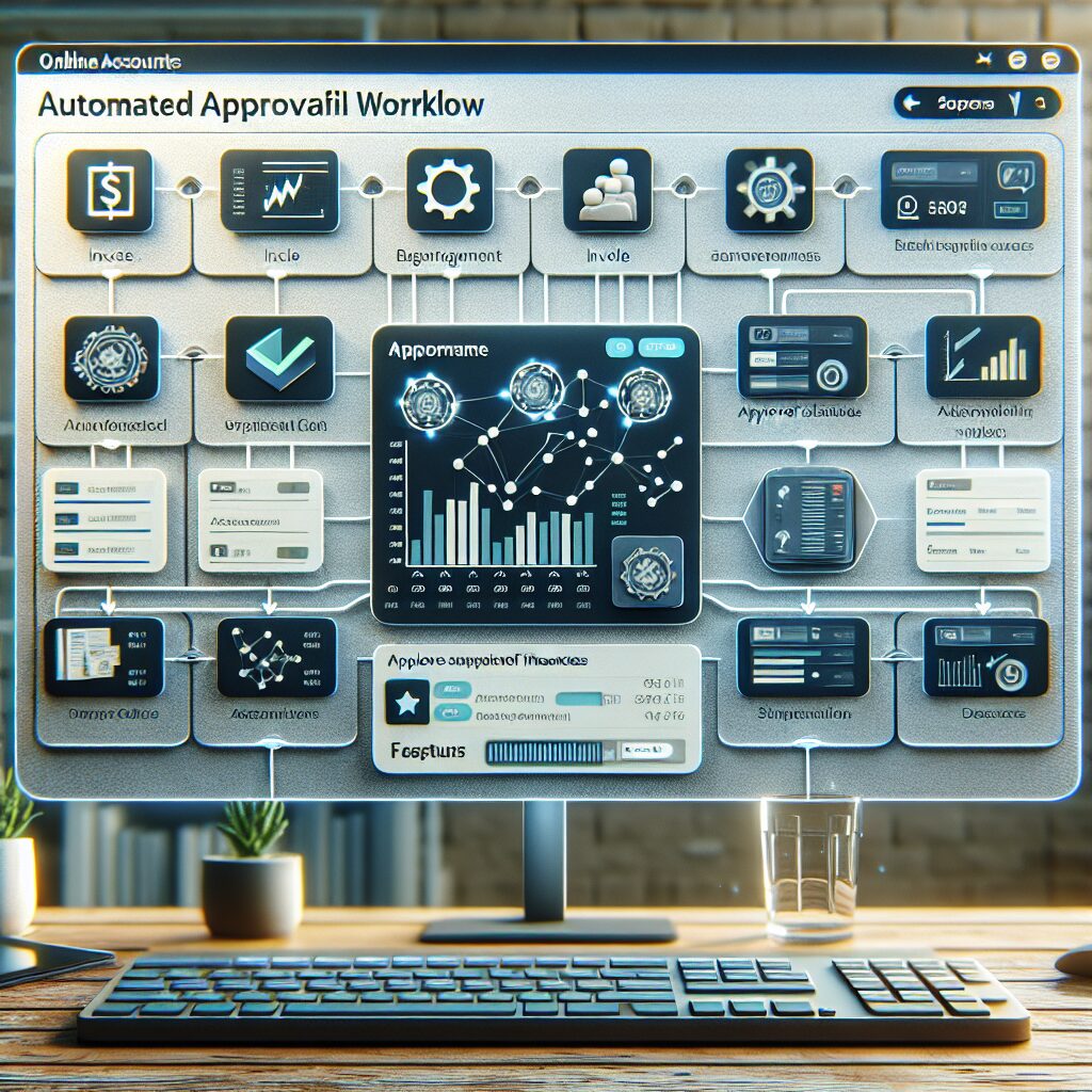 Automated Approval Workflow Dashboard in Startup Accounting Software Automated approval workflow dashboard in startup online accounting software showing invoices, approval status, and financial summaries.