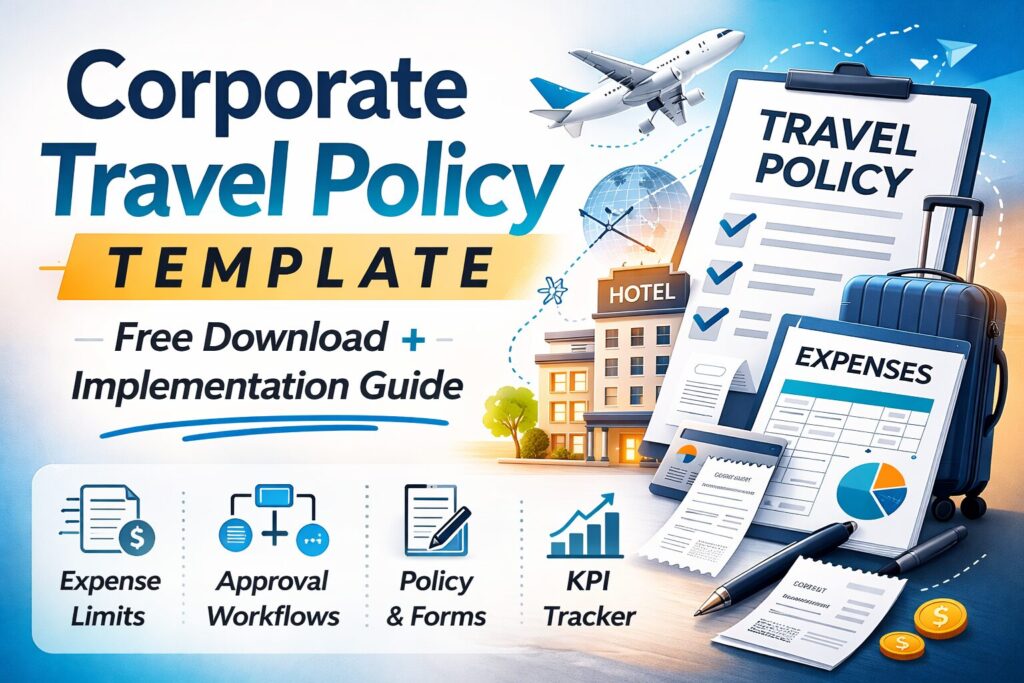 Corporate travel policy template for small business with expense limits and approval workflows