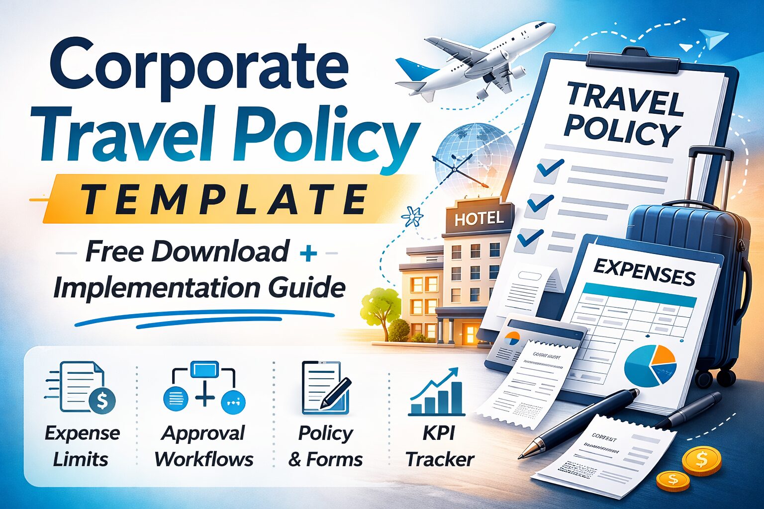 Corporate travel policy template for small business with expense limits and approval workflows